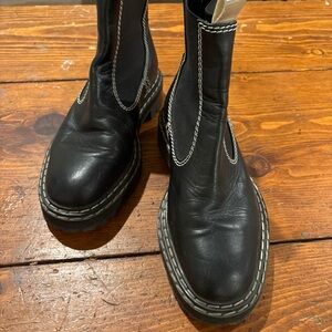 Proenza Schouler Brushed Calf Chelsea Boot Size 38.5 Black Lug Sole Ankle Boots